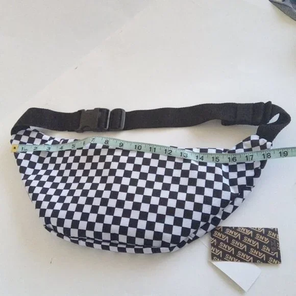 New Vans Ward Black White Checkered Crossbody Fanny Pack Bum Belt Waist Bag - Picture 15 of 17